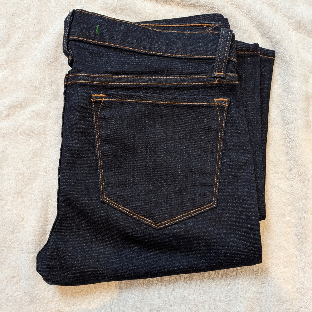 J Brand Women's Dark Indigo Pencil Leg Jeans with Contrast Stitching